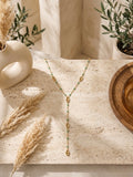 Collier Chloé Sautoir en 100% Acier Inoxydable Doré et Perles Vertes