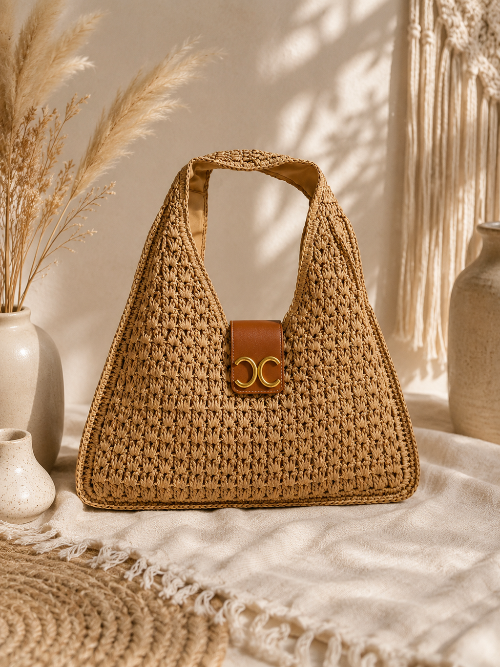 Sac Kiki en raphia tressé – Naturel & Élégant