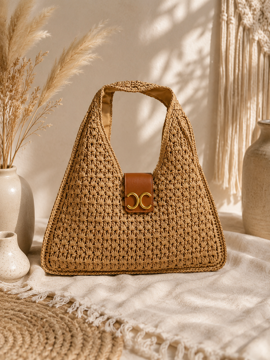 Sac Kiki en raphia tressé – Naturel & Élégant