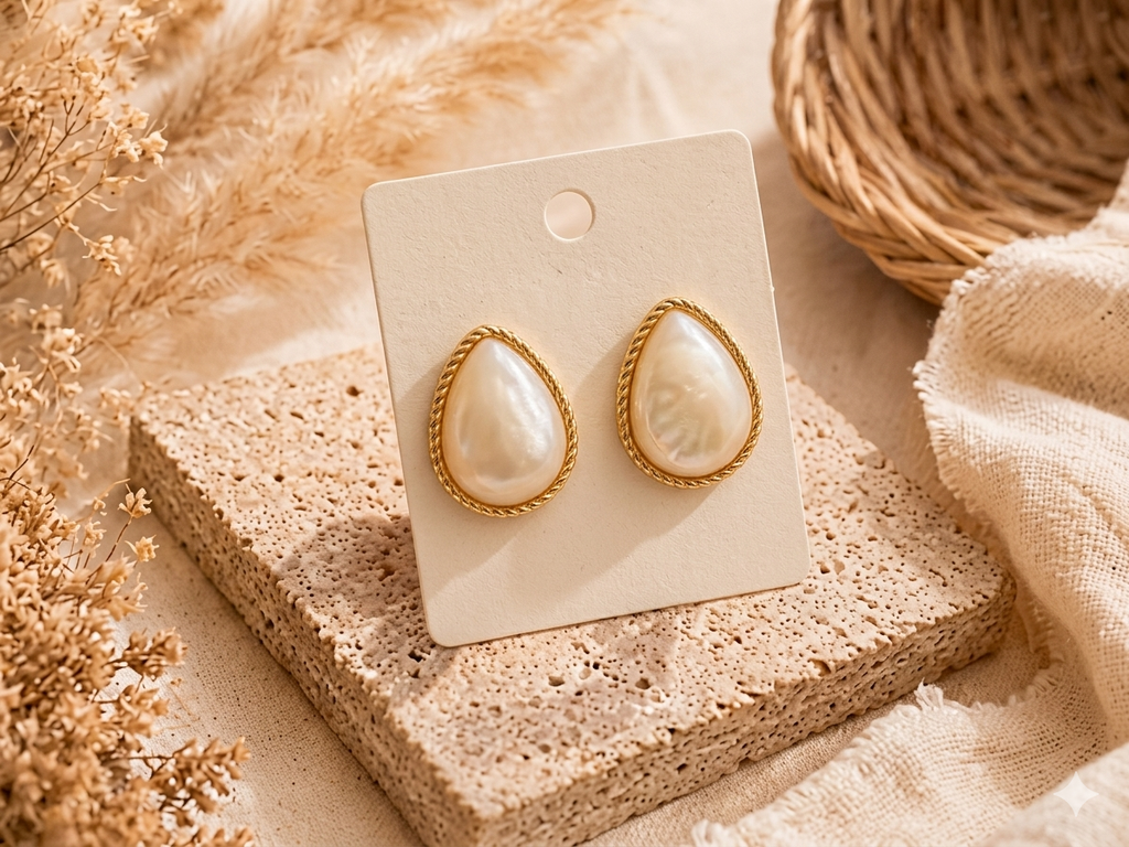 Boucle d’oreille "Blanche" 100% Acier Inoxydable