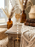 Chapelet avec perle blanc - 100% Acier inoxydable