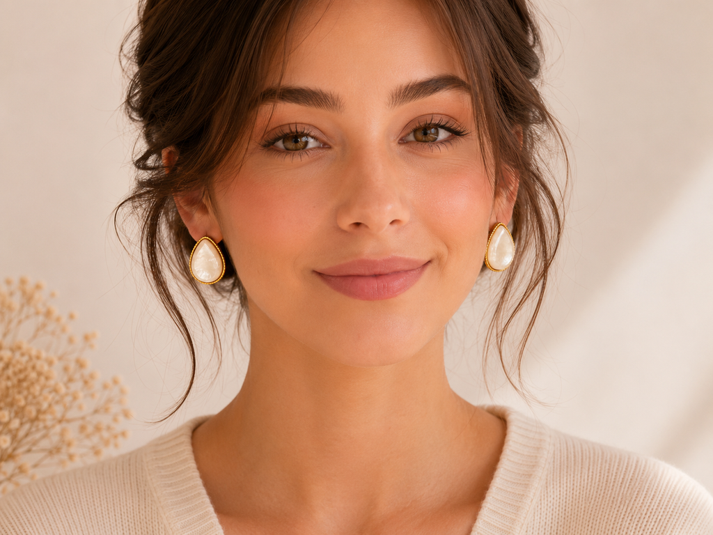 Boucle d’oreille "Blanche" 100% Acier Inoxydable