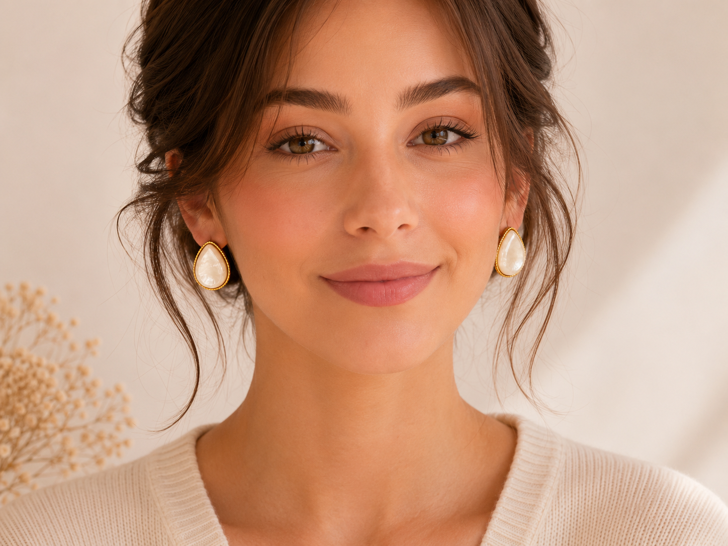 Boucle d’oreille "Blanche" 100% Acier Inoxydable