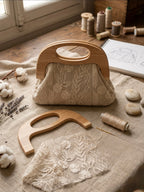 Pochette Bohème Dentelle & Bois Naturel
