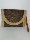 Pochette bohème tressée bicolore doré & naturel