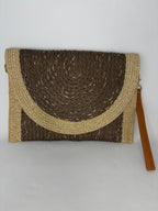 Pochette bohème tressée bicolore doré & naturel