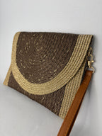 Pochette bohème tressée bicolore doré & naturel