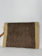 Pochette bohème tressée bicolore doré & naturel