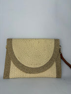 Pochette bohème tressée bicolore doré & naturel