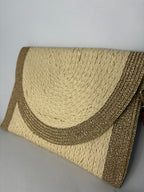 Pochette bohème tressée bicolore doré & naturel
