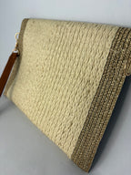 Pochette bohème tressée bicolore doré & naturel
